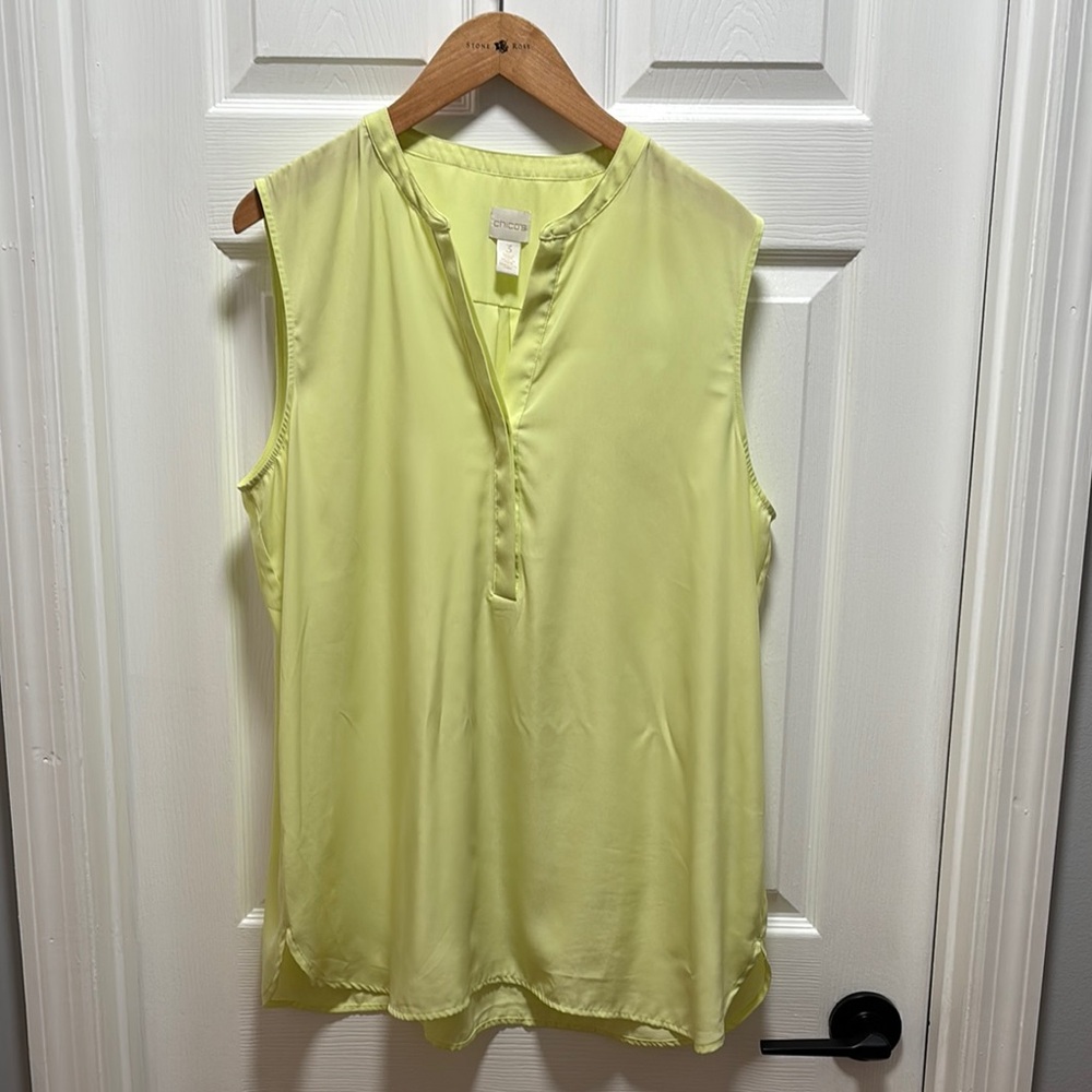 Chico's Yellow Mandarin Collar Blouse